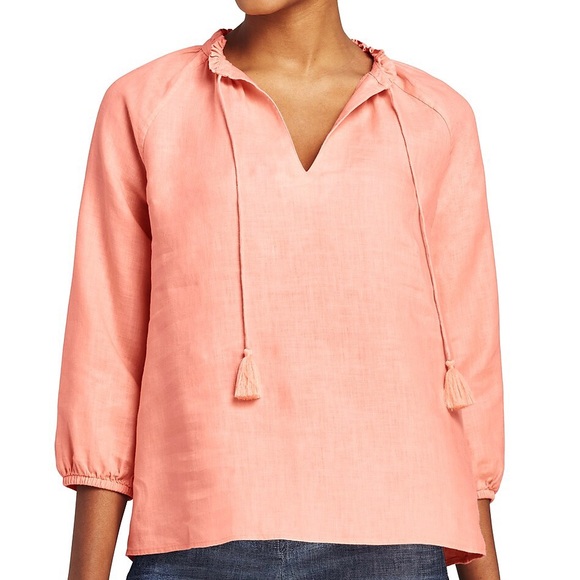 2/$50 - New Lands End Boho Peasant Linen Blouse - Picture 2 of 12